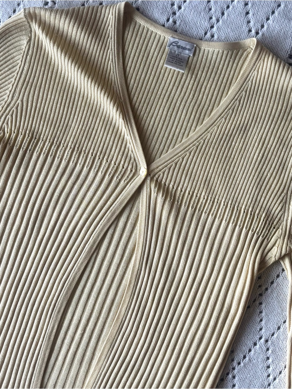 Vintage Barami 100% Silk Ribbed Knit Cardigan